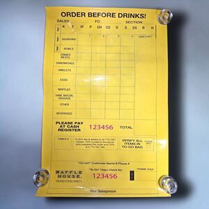 Waffle House Training Ticket Whiteboard Poster Laminated Dry Erase Retired 25x37